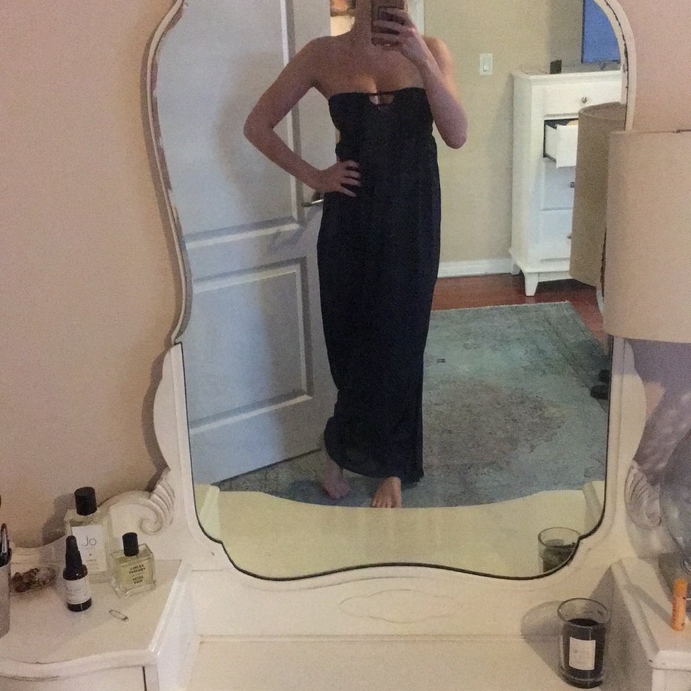 black dotted Indah maxi dress